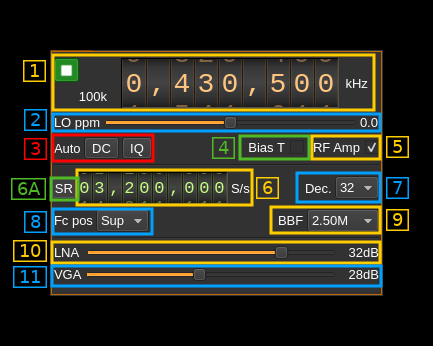 HackRF input plugin GUI