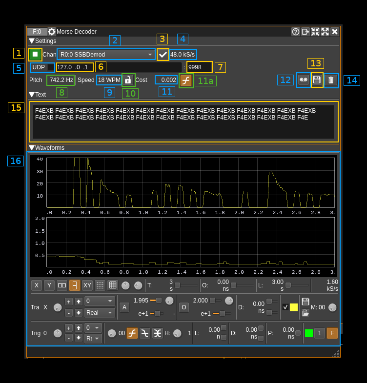 Morse decoder plugin GUI