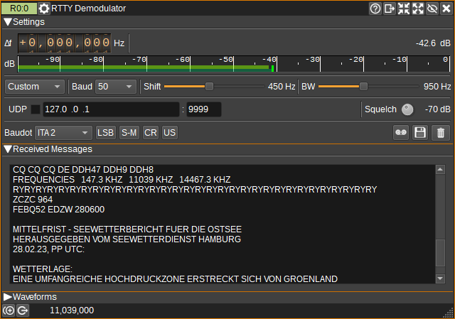 RTTY Demodulator plugin GUI