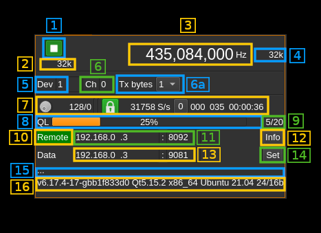 SDR Remote output plugin GUI