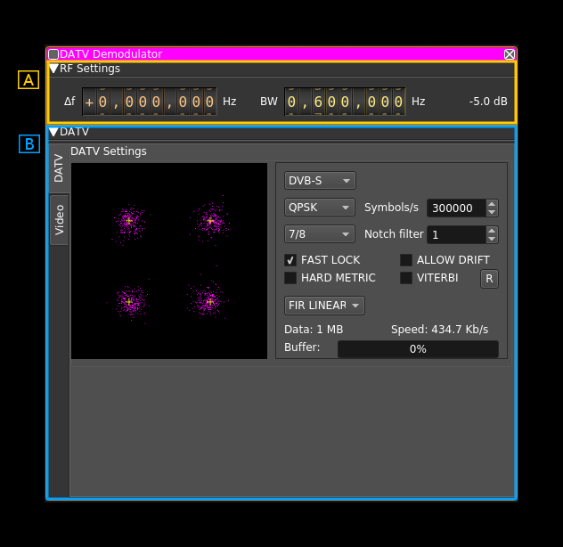 DATV Demodulator plugin GUI