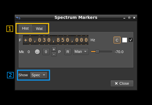 Spectrum Markers dialog