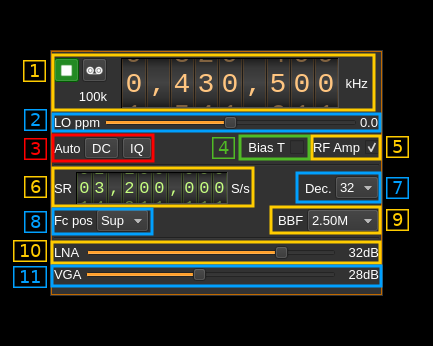 HackRF input plugin GUI