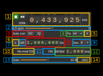 RTLSDR input plugin GUI