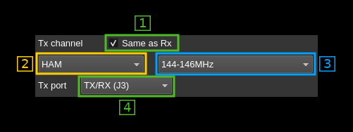 LimeRFE USB Tx dialog