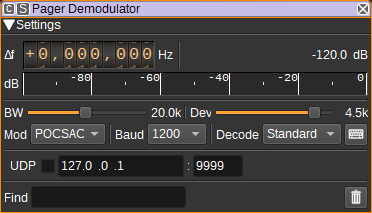 Pager Demodulator plugin GUI