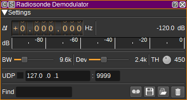 Radiosonde Demodulator plugin GUI