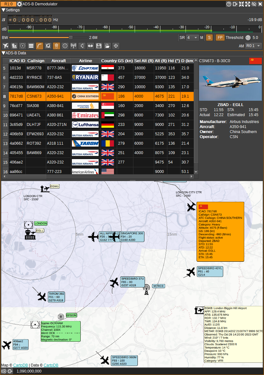 ADS-B Demodulator plugin GUI