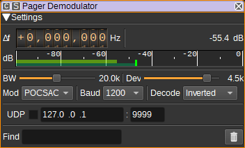 Pager Demodulator plugin GUI