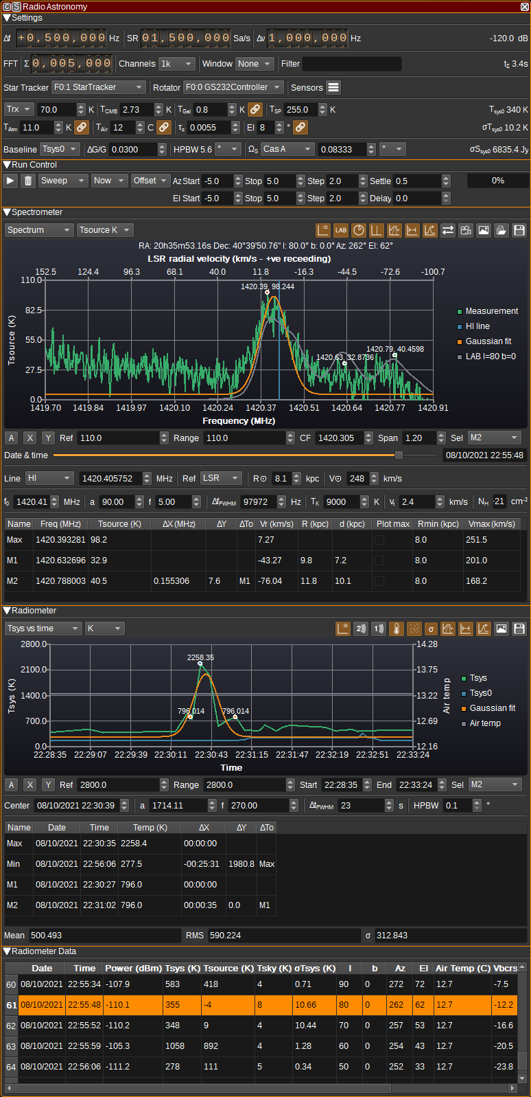 Radio Astronomy plugin GUI