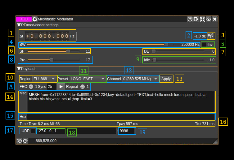 Meshtastic Modulator plugin GUI