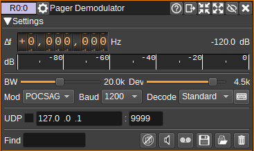 Pager Demodulator plugin GUI