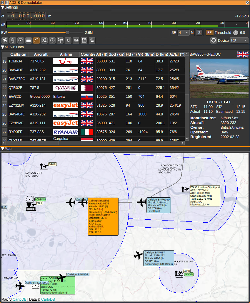 ADS-B Demodulator plugin GUI