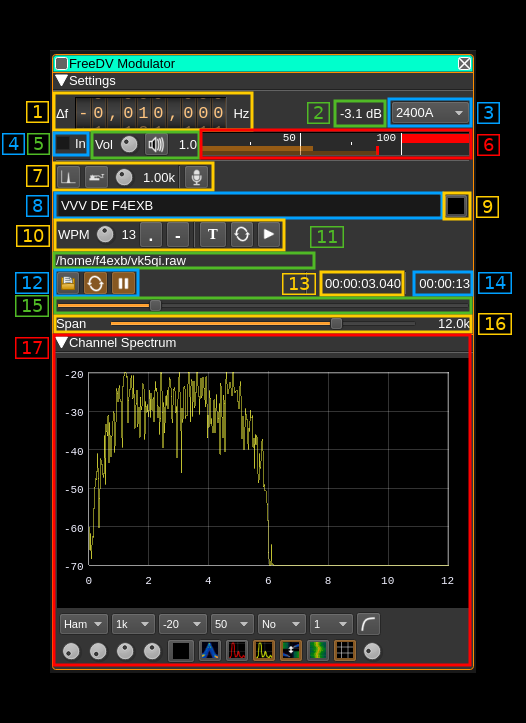 FreeDV Modulator plugin GUI