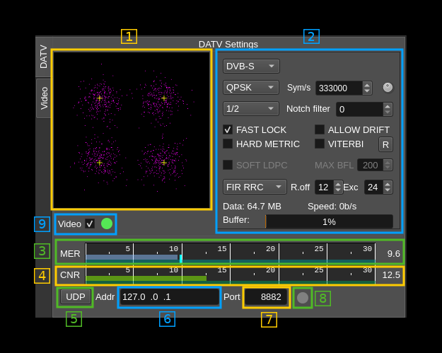 DATV Demodulator plugin DATV GUI